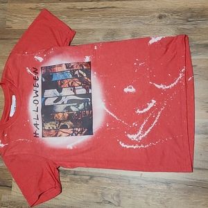Red Bleached Halloween Shirt Size Small. Bella Canvas Brand